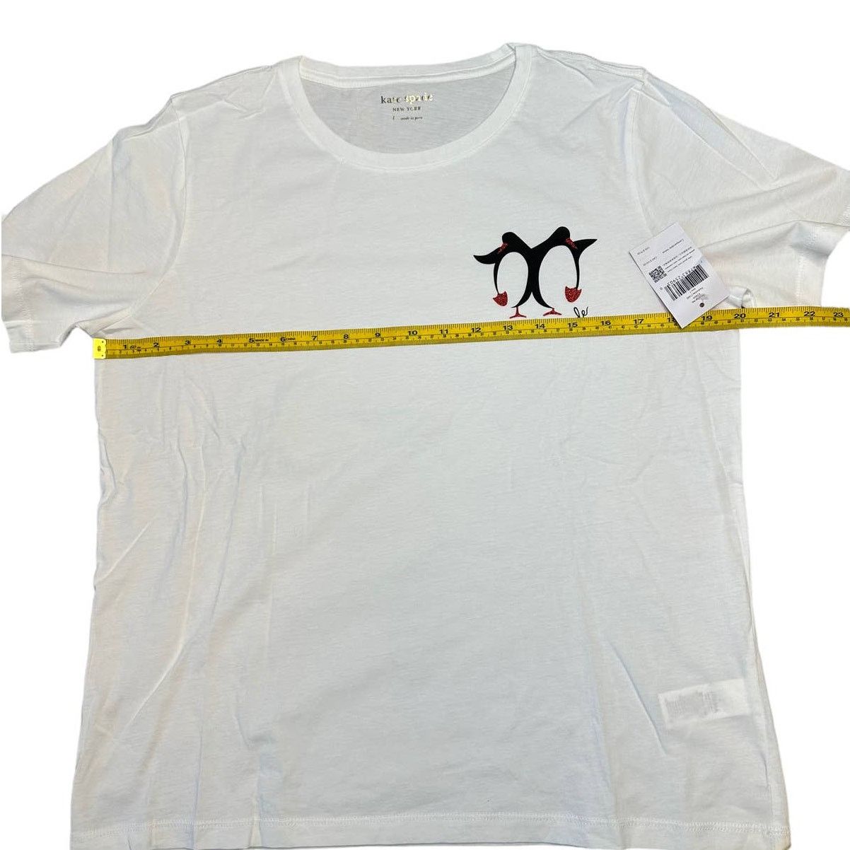 Kate Spade Kate Spade Dancing Penguins Tee Large Fresh White Size L / US 10 / IT 46 - 4 Thumbnail
