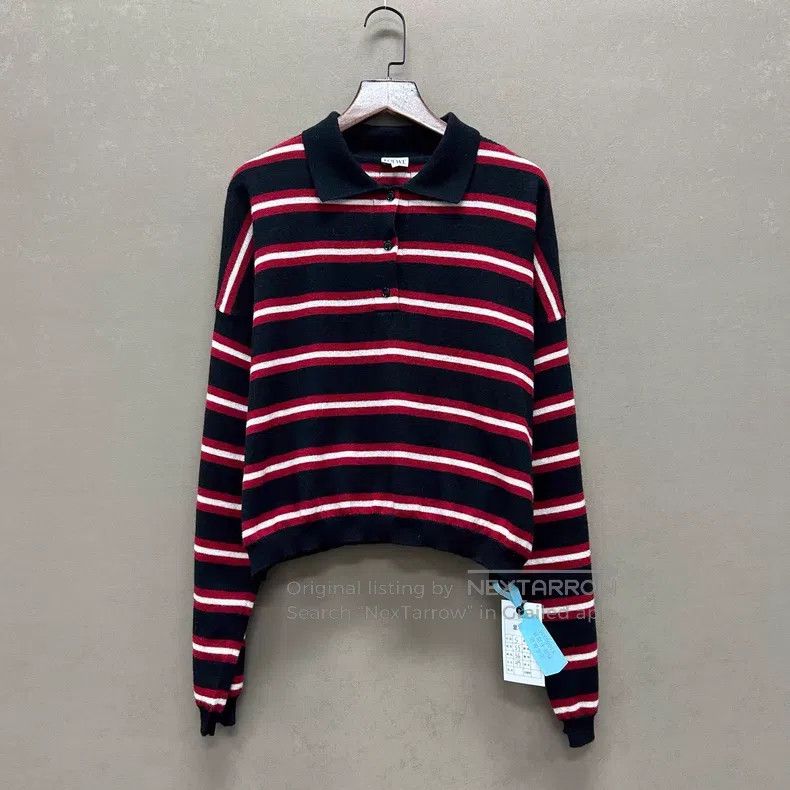 Loewe Loewe Striped Wool Long Sleeve Polo Shirt Size S / US 4 / IT 40 - 1 Thumbnail