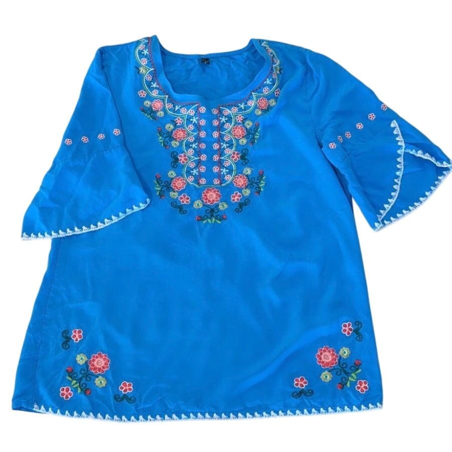 Other Ashir Aley Floral Embroidered Peasant Tunic Blouse Size M Size M / US 6-8 / IT 42-44 - 1 Thumbnail