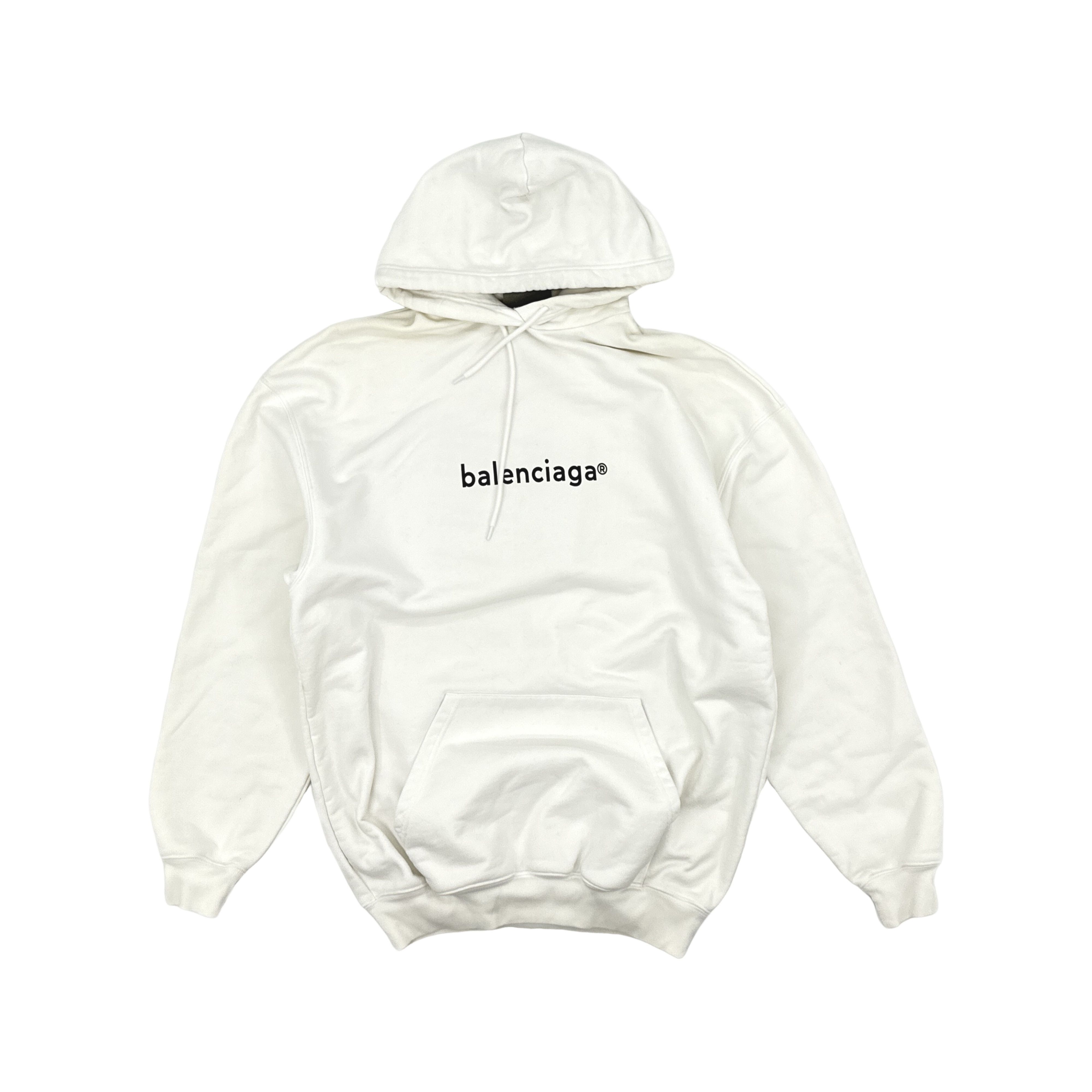 Balenciaga Balenciaga Logo Hoodie White Size S Size S / US 4 / IT 40 - 1 Thumbnail
