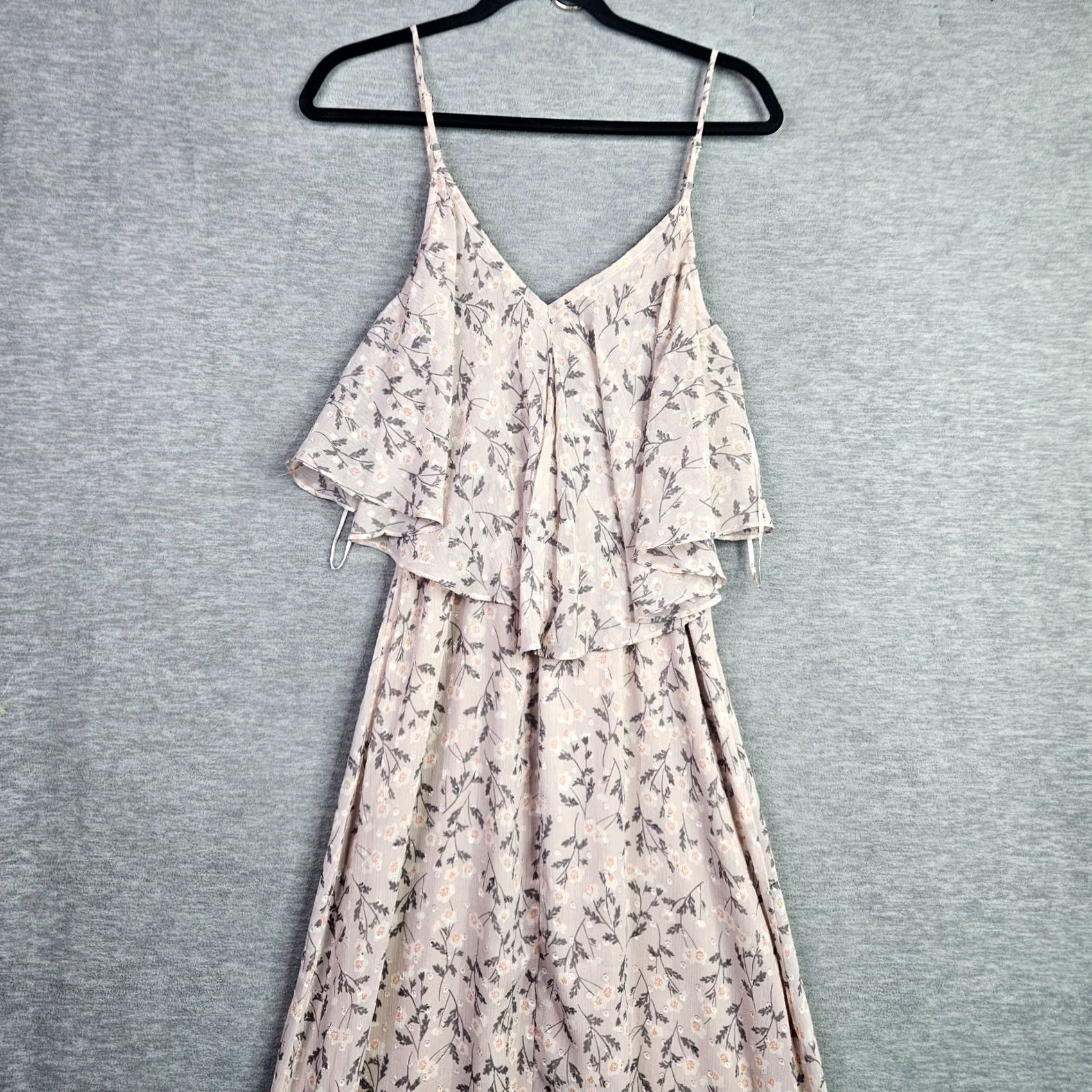 Vintage Lovestitch Women's Almon Cream Floral Printed Ruffle Sleeveless Maxi Dress Sz S Size S / US 4 / IT 40 - 5 Thumbnail