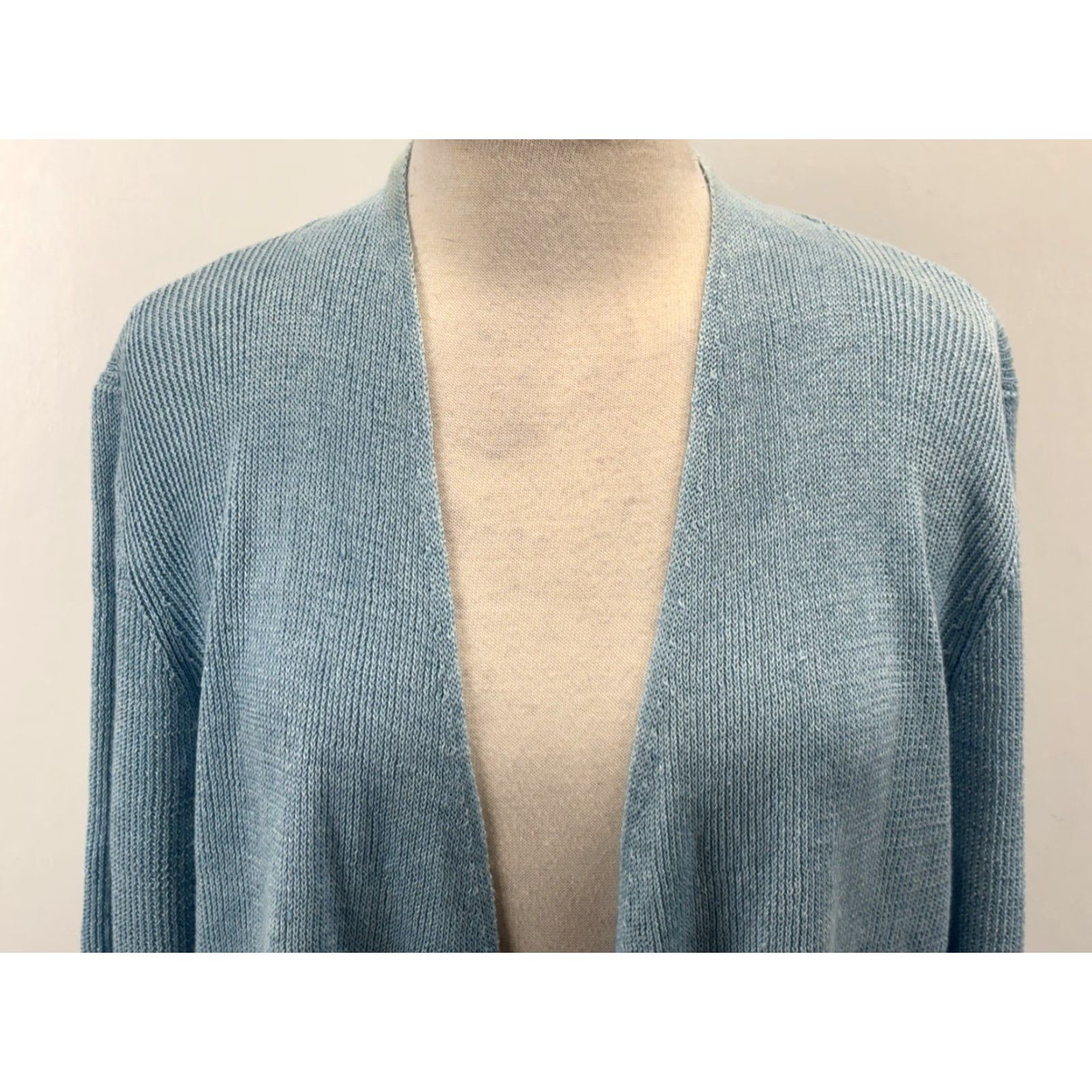 Eileen Fisher VINTAGE Eileen Fisher Cardigan Sweater XL Womens Blue Linen Knit Open Front Coastal Size XL / US 12-14 / IT 48-50 - 5 Thumbnail
