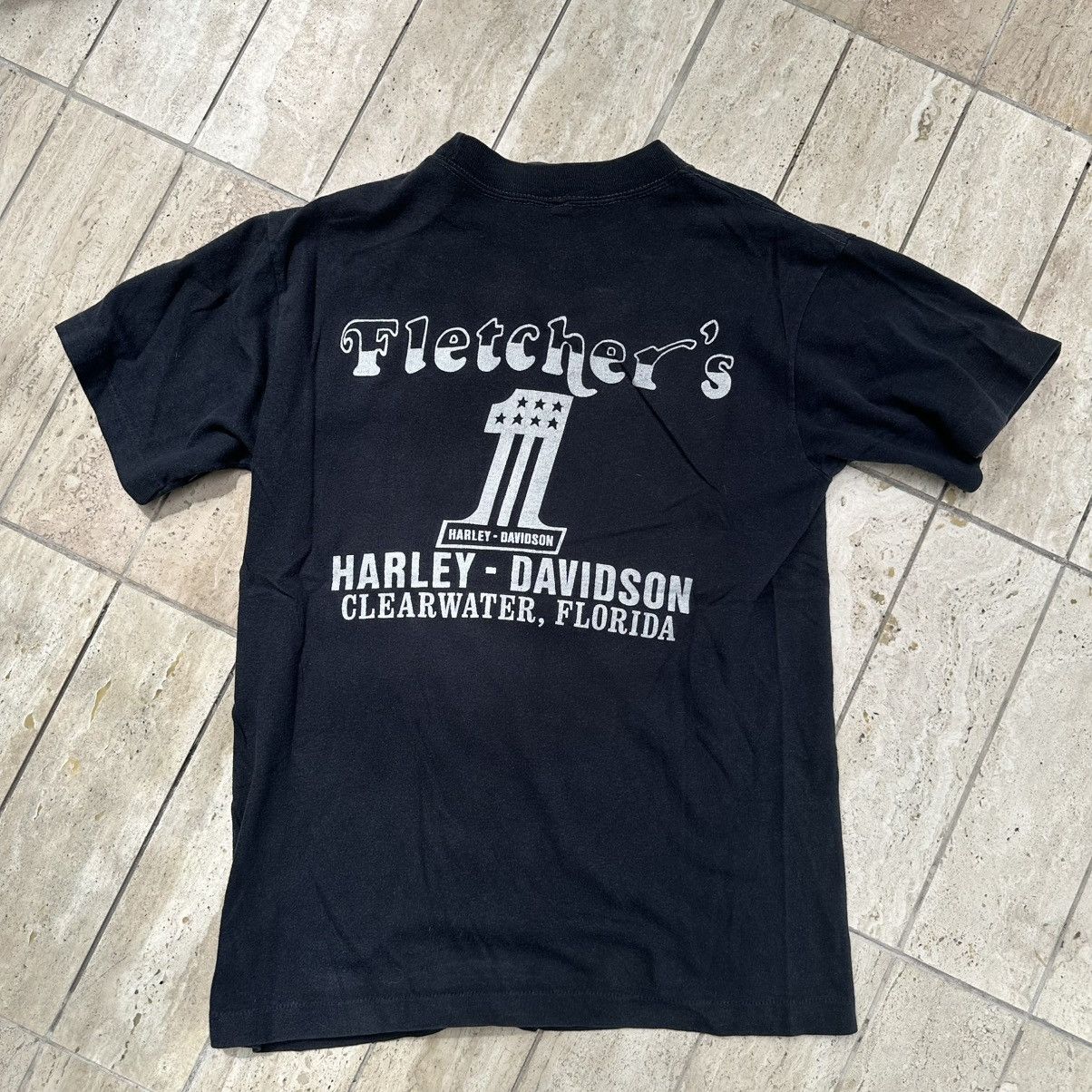 Harley Davidson × Vintage Vintage Harley Davidson Motorcycle T-Shirt “Fletchers” Size US M / EU 48-50 / 2 - 4 Thumbnail
