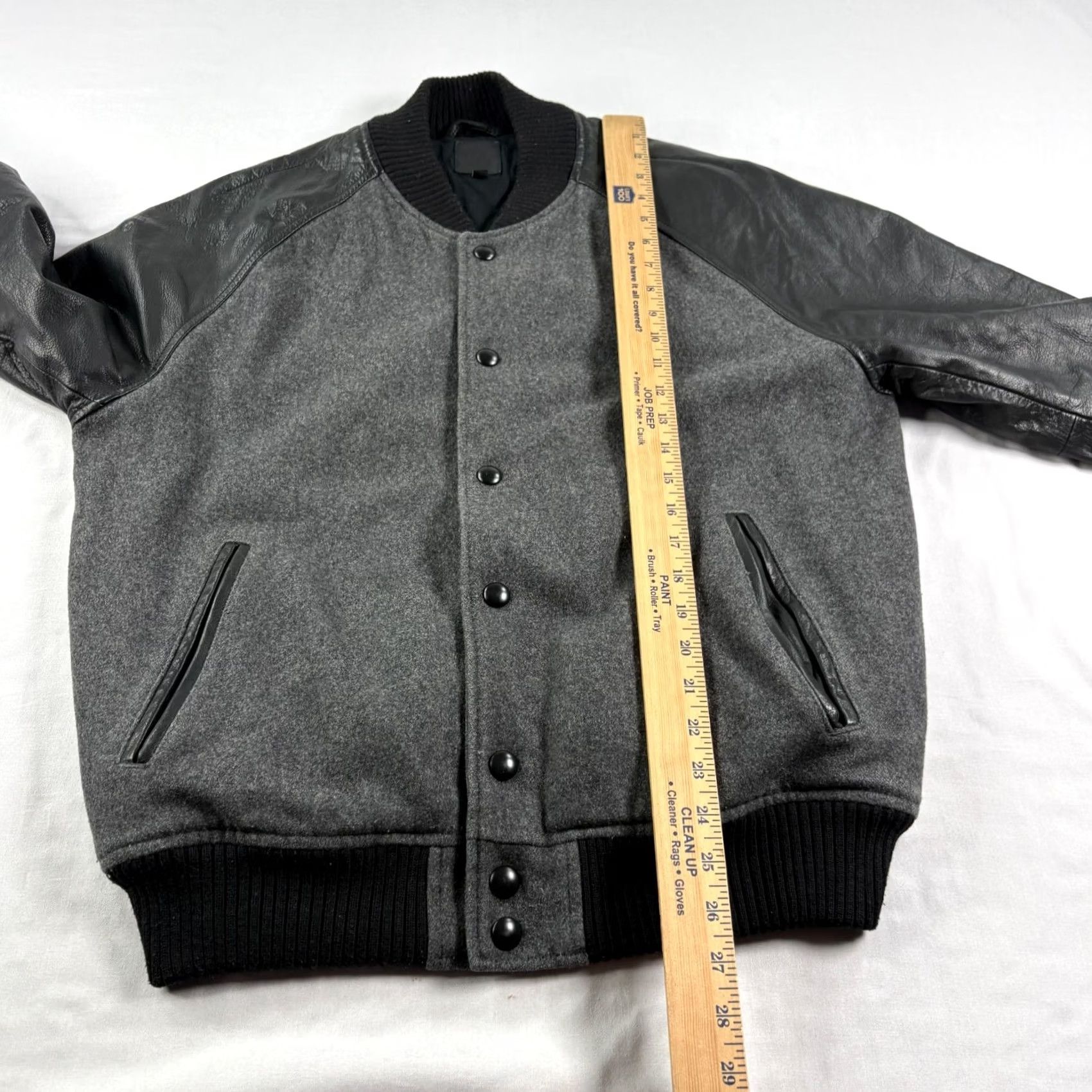 Gap Gap Bomber Jacket Mens Medium Black Gray Wool Leather Blend Baseball Size US M / EU 48-50 / 2 - 5 Thumbnail