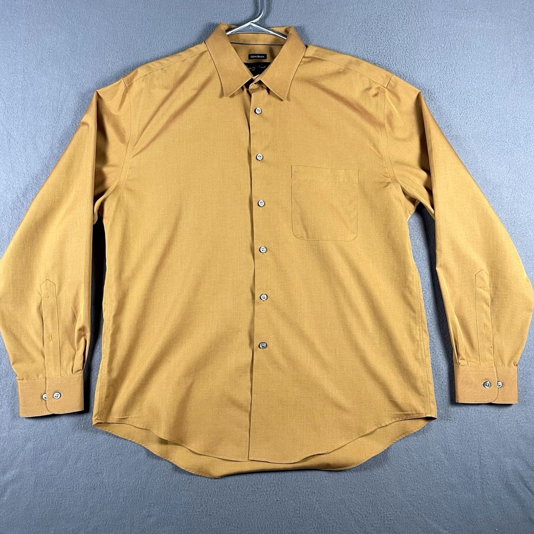 Pronto Uomo Pronto Uomo Dress Shirt 17 34-35 Gold 100% Cotton Non-Iron Classic Button-Down Long Sleeve Mens Shirt Size US XL / EU 56 / 4 - 3 Thumbnail
