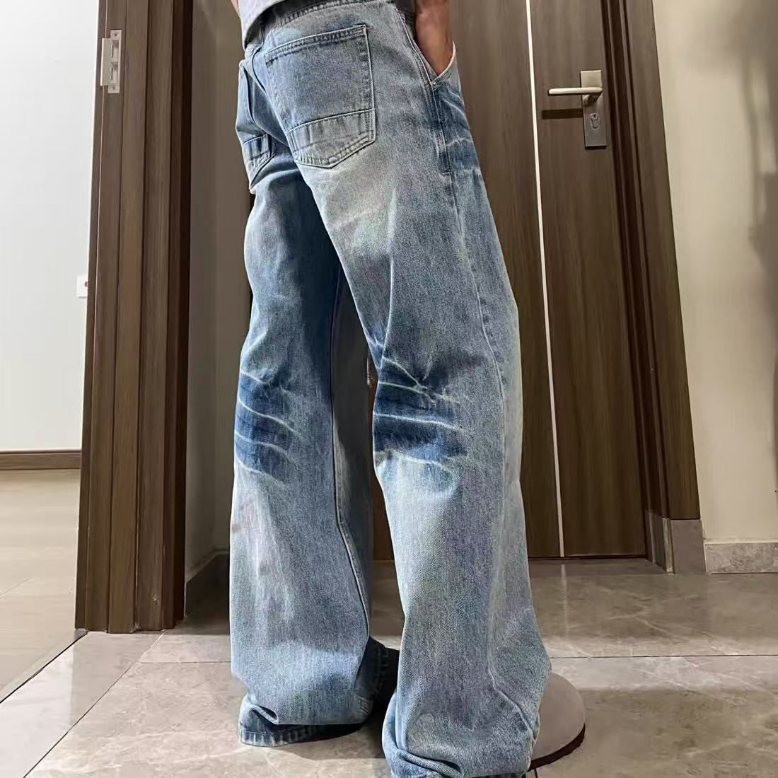 Japanese Brand × Jean Men's blue washed retro street straight jeans Size US 32 / EU 48 - 4 Thumbnail