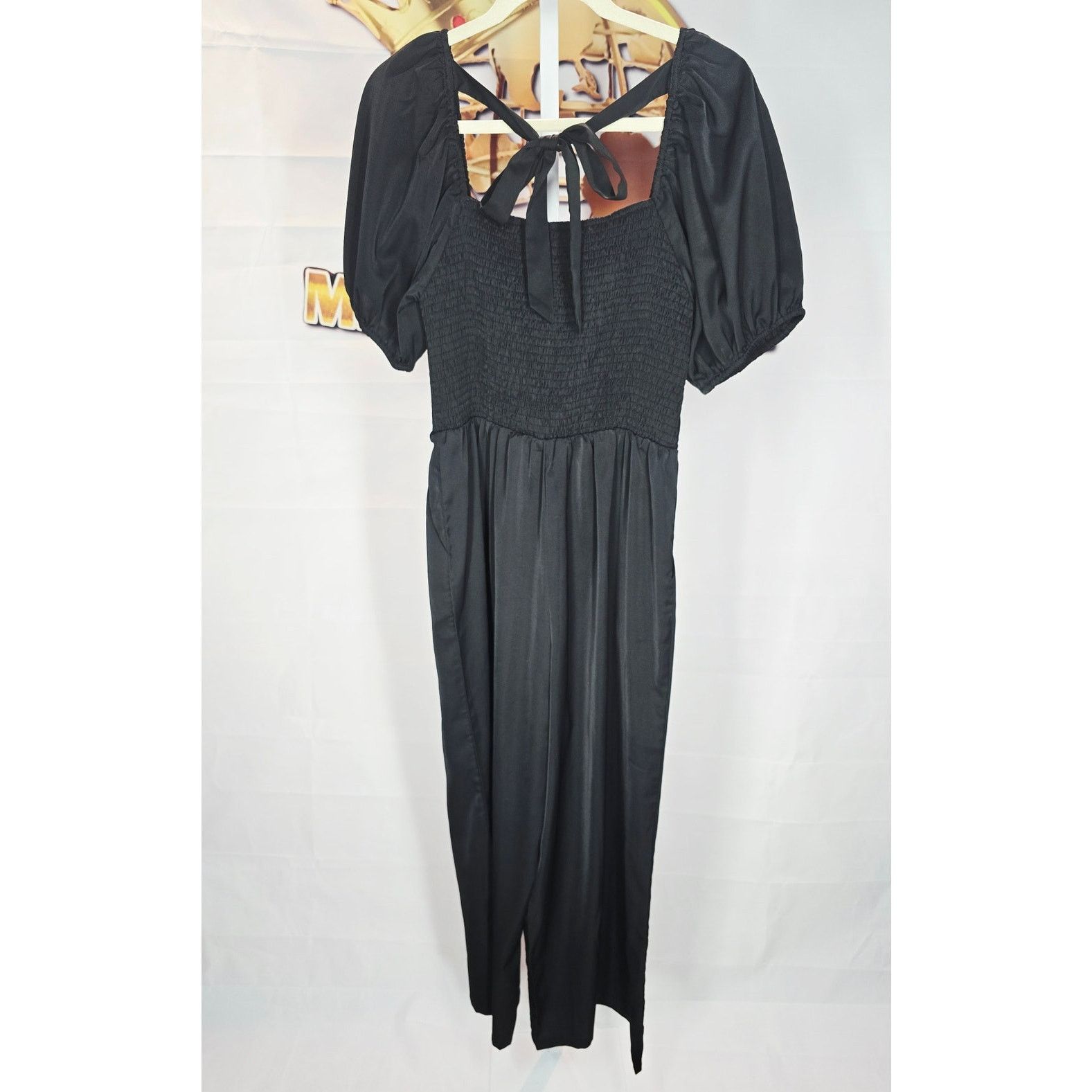Other Welove Fashion Black Puff Sleeve Smocked Romper Jumpsuit L Size 34" / US 12 / IT 48 - 5 Thumbnail