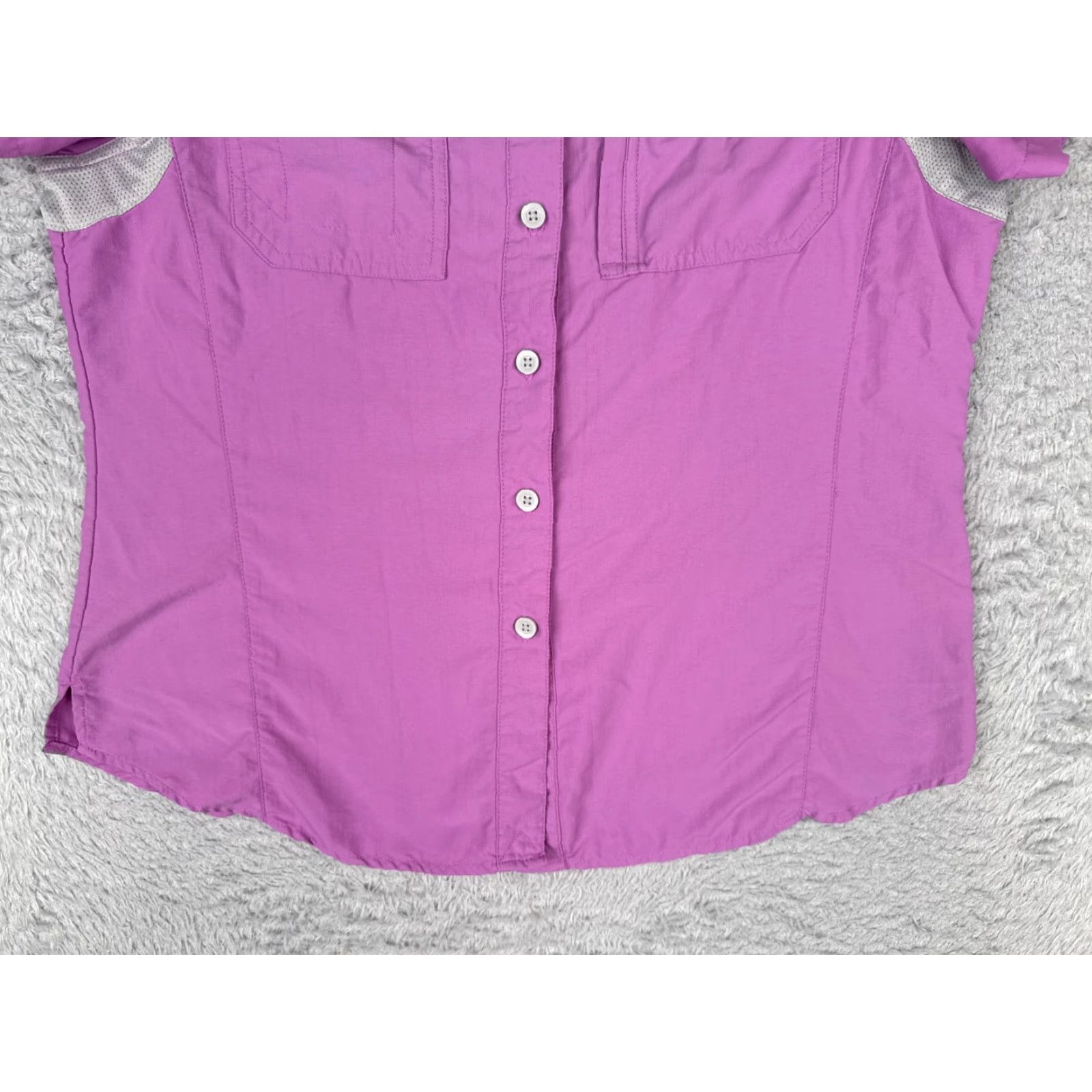 Habitat Habit Shirt Women Large Purple Button Up Cotton Vented Short Sleeve Fish Outdoor Casual Shirt Size L / US 10 / IT 46 - 5 Thumbnail