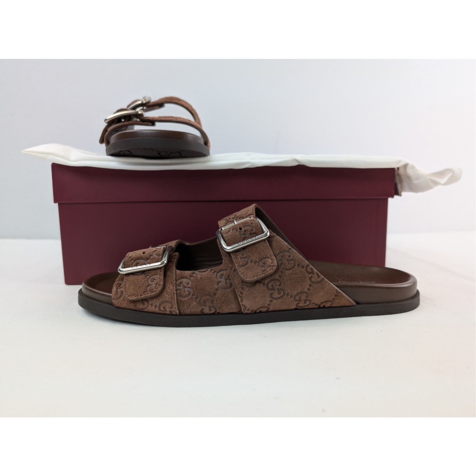 Gucci o1rshd1 Leather Slide Sandals in Brown Size US 11.5 / EU 44-45 - 18 Thumbnail