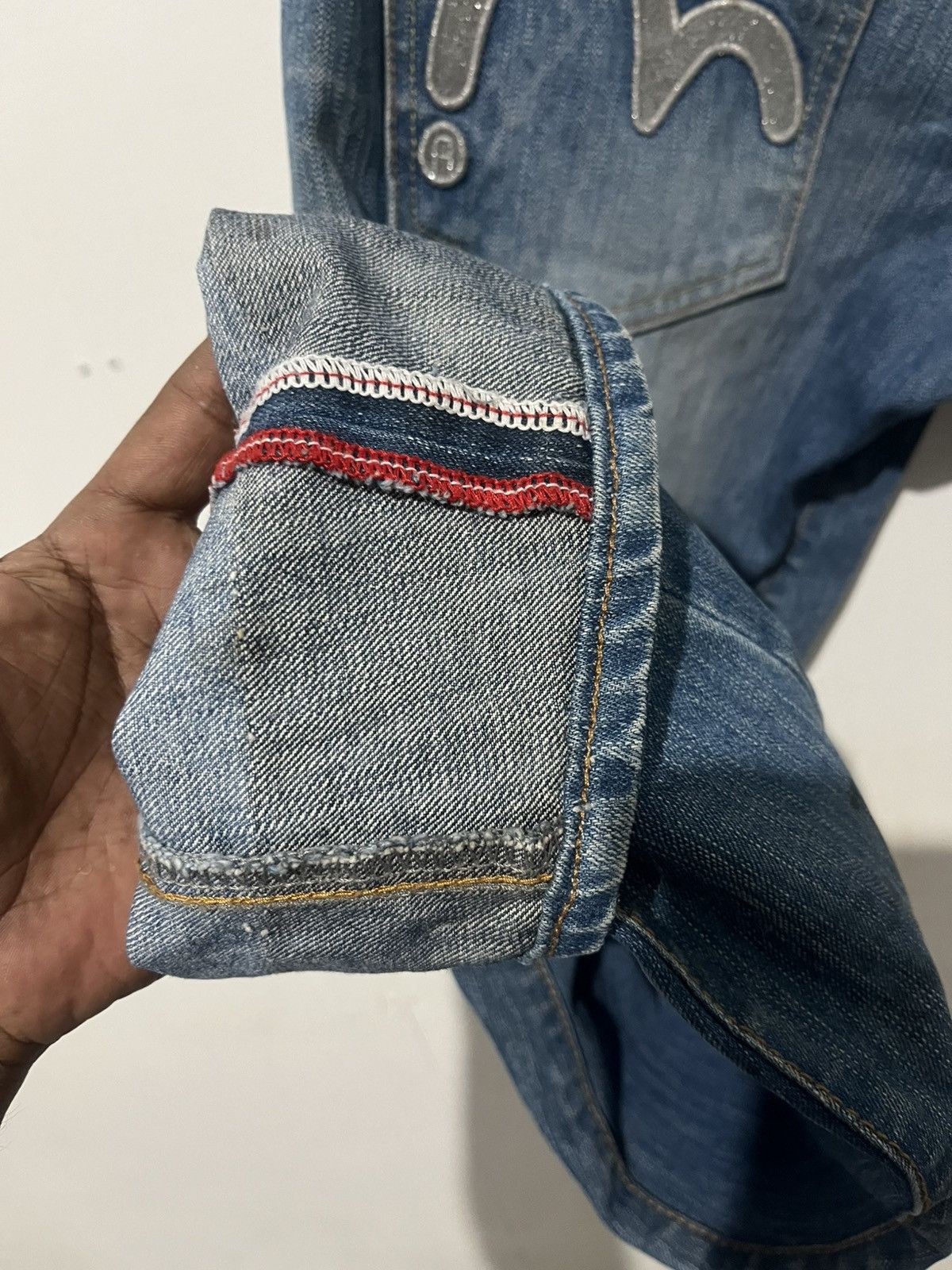 Japanese Brand Evisu Genes Baggy Denim Silver Logo Embroidery Y2K Style Size US 30 / EU 46 - 9 Thumbnail