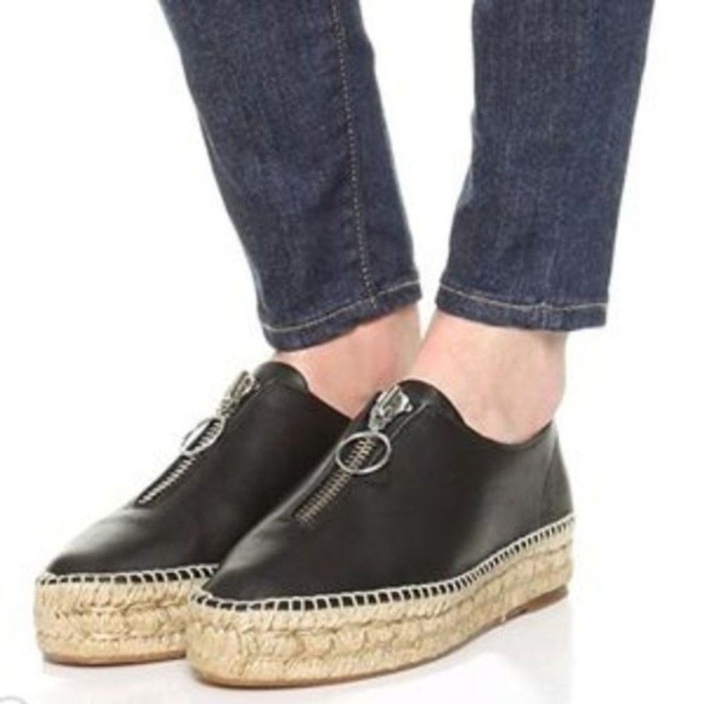 Alexander Wang Alexander Wang Devon Zip Up Black Leather Espadrilles 38 Size US 8 / IT 38 - 2 Thumbnail