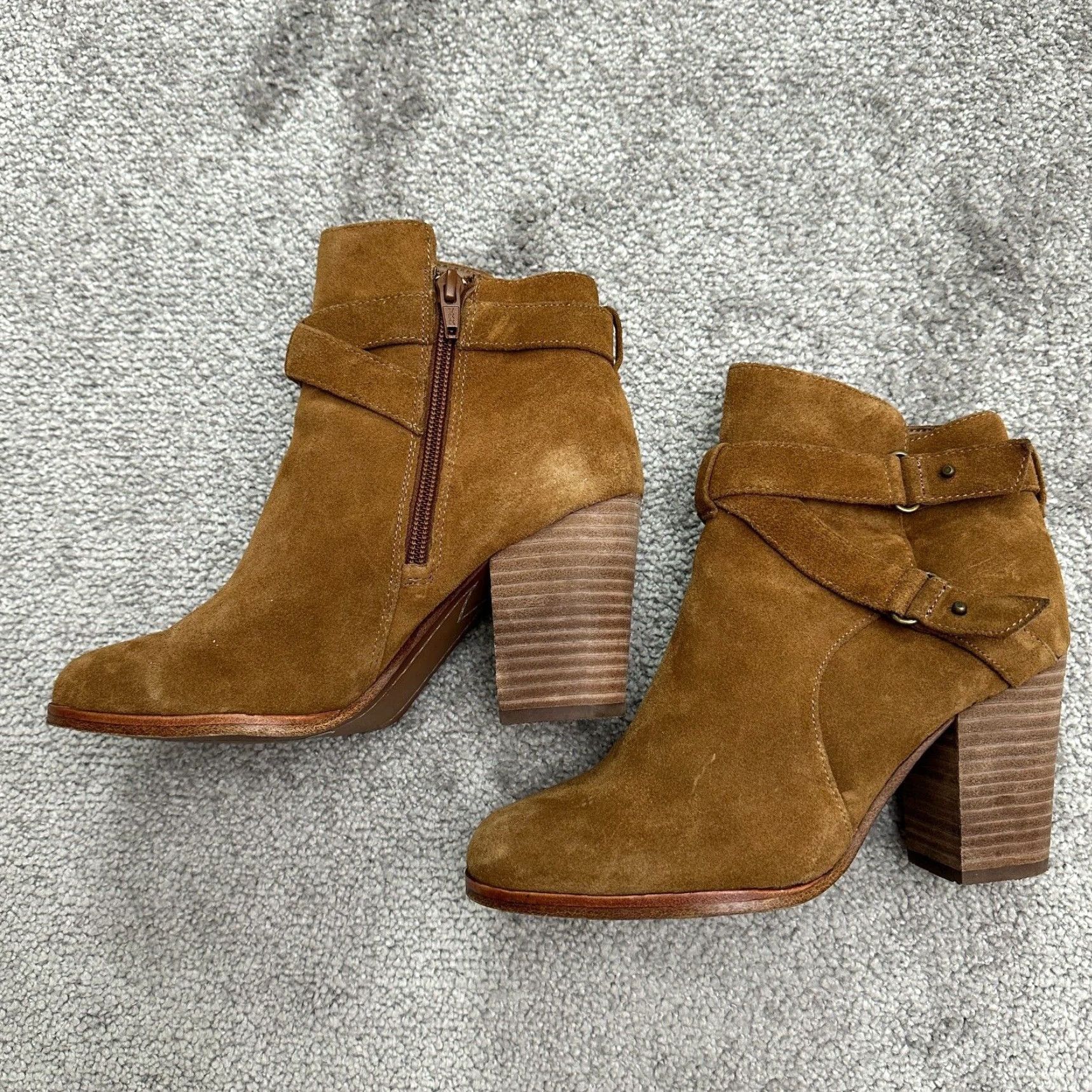 Vintage Gianni Bini Davis Suede Leather Ankle Boots Womens 7.5M Brown Cuban Wood Heels Size US 8 / IT 38 - 4 Thumbnail