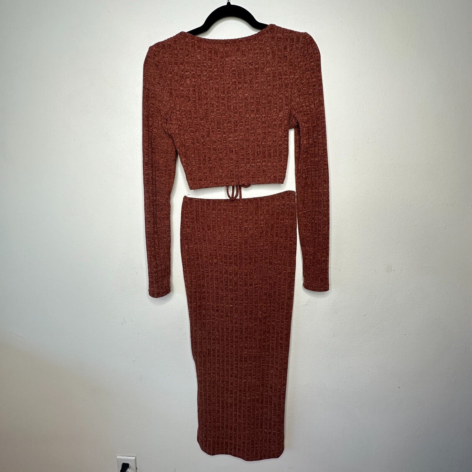 Other Beige Botany Rust 2-Piece Rib Knit Skirt + VNeck Top M Size M / US 6-8 / IT 42-44 - 7 Thumbnail