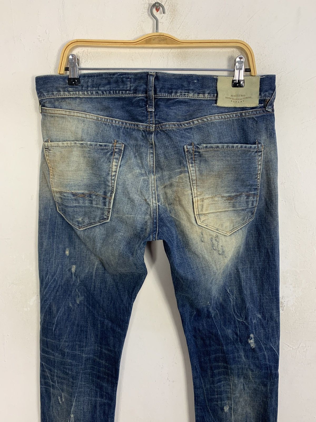 Replay Replay Maestro Indigo Beauty Faded Straight Cut Buttonfly Size US 34 / EU 50 - 5 Thumbnail