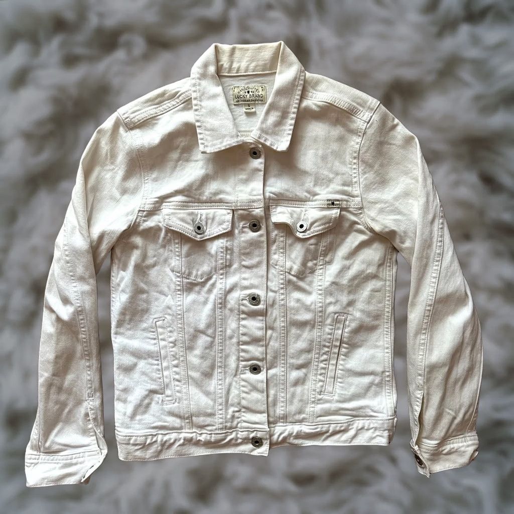 Lucky Brand Lucky Brand Denim Jacket Womens Small Classic Button Up White Long Sleeve Size S / US 4 / IT 40 - 1 Thumbnail