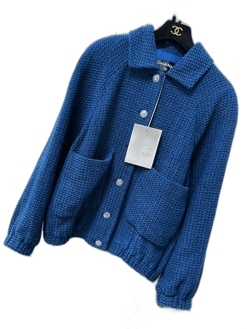 Chanel Chanel Blue Tweed Collar Jacket Coat Size M / US 6-8 / IT 42-44 - 1 Thumbnail