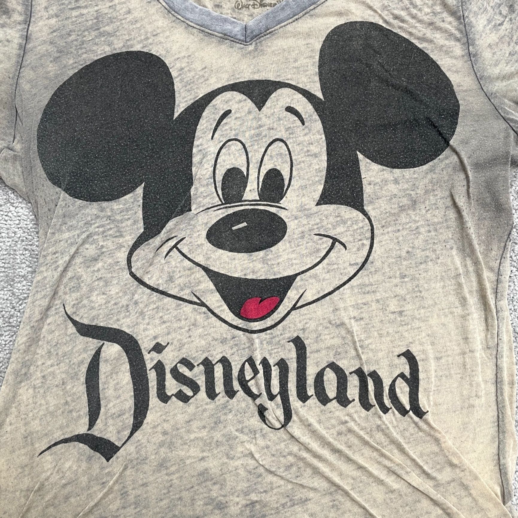 Vintage Disneyland T-Shirt Womens Large Brown Mickey Mouse V-Neck Graphic 90s Cartoon Daywear Size L / US 10 / IT 46 - 4 Thumbnail