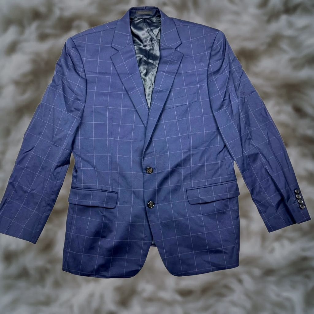 Ralph Lauren Ralph Lauren LRL Men's Blue Wool Windowpane Check Jacket Blazer 42 R Size 42R - 1 Thumbnail