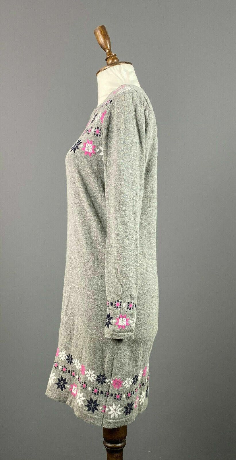 Designer Laura Ashley Gray Floral Wool Sweater Dress US 8 UK 12 Size XL / US 12-14 / IT 48-50 - 5 Thumbnail