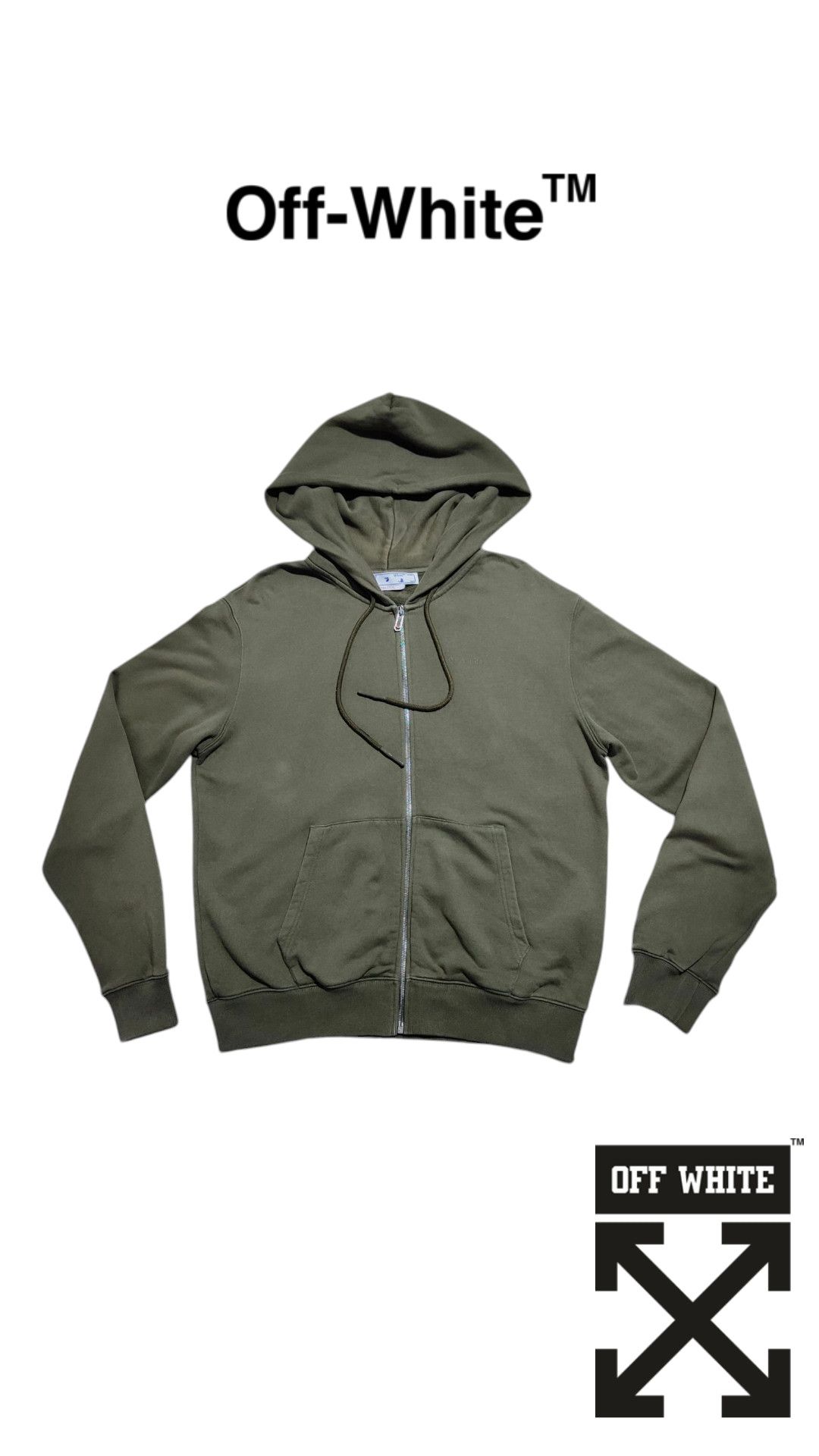 Off-White Off-White Rubber Arrow Diag Tab Print Zip Hoodie Size US M / EU 48-50 / 2 - 3 Thumbnail