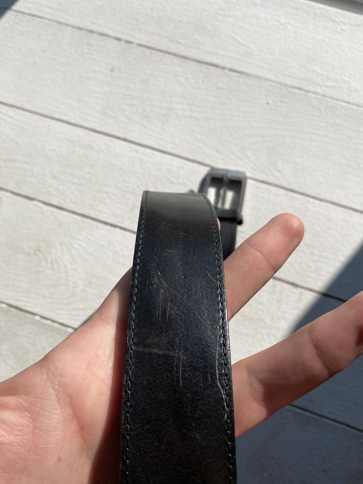 Diesel × Vintage 90s Diesel Black Leather Minimalism Avant Garde Belt 85 Size ONE SIZE - 6 Thumbnail