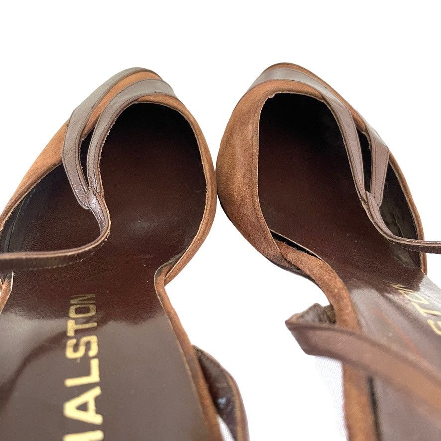 Halston × Vintage NWOT Halston Vintage Brown Suede Leather Slingback Heels Size US 7.5 / IT 37.5 - 6 Thumbnail