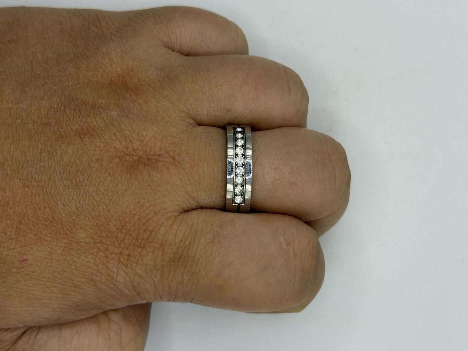 Jewelry 9 Czs Band Stainless Steel Ring - Size 10 Size ONE SIZE - 6 Thumbnail