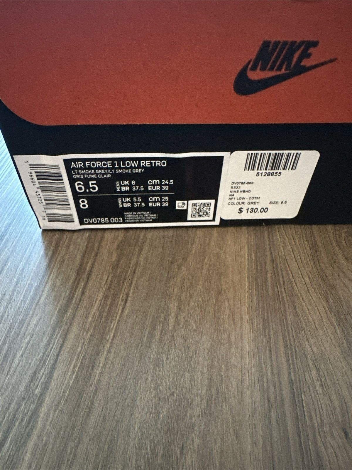 Nike Nike Air Force 1 Low Retro Light Smoke Grey - Size 6.5 Size US 6.5 / EU 39-40 - 2 Thumbnail