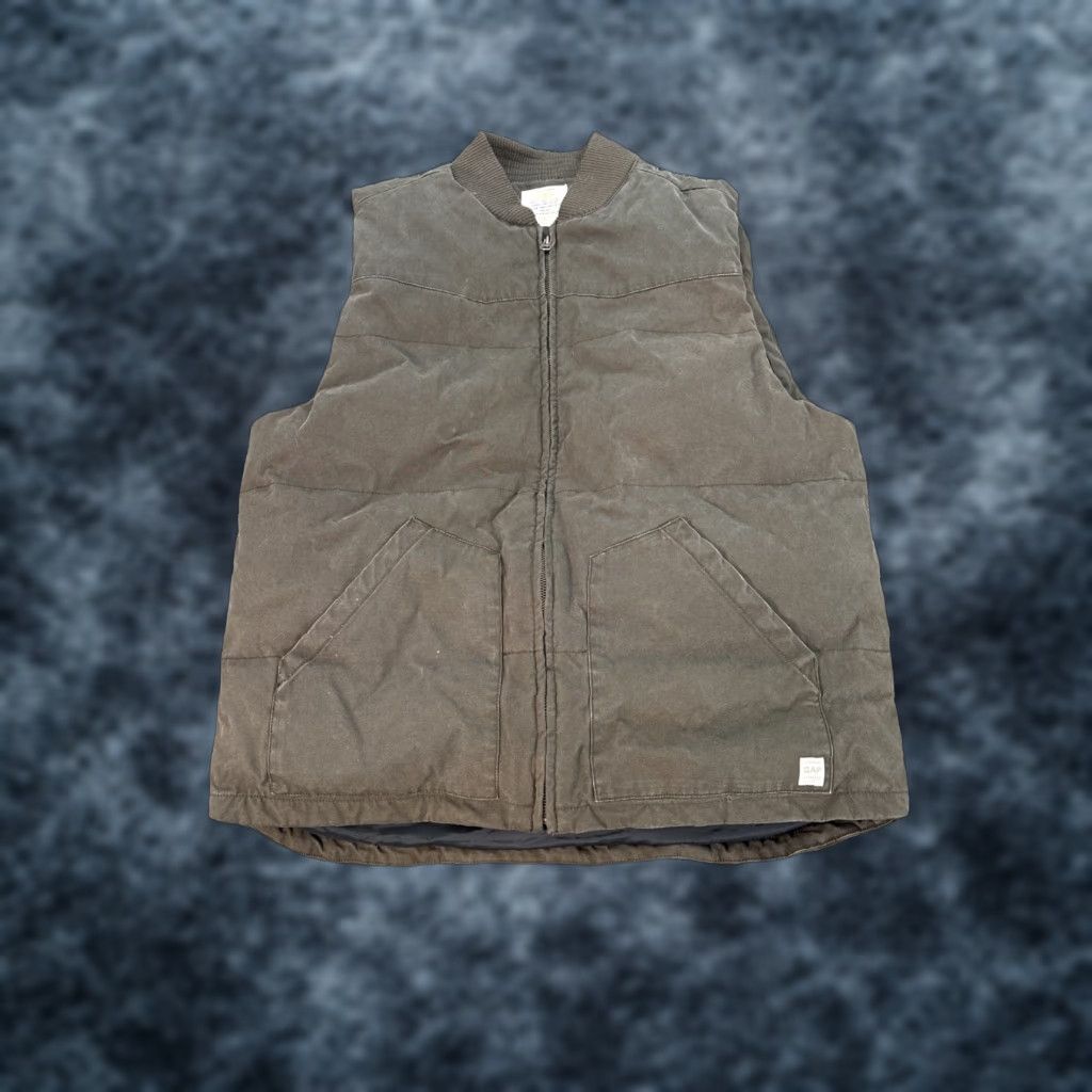 Gap VINTAGE Gap Vest Mens L Down Puffer Canvas Work Brown Size US L / EU 52-54 / 3 - 1 Thumbnail