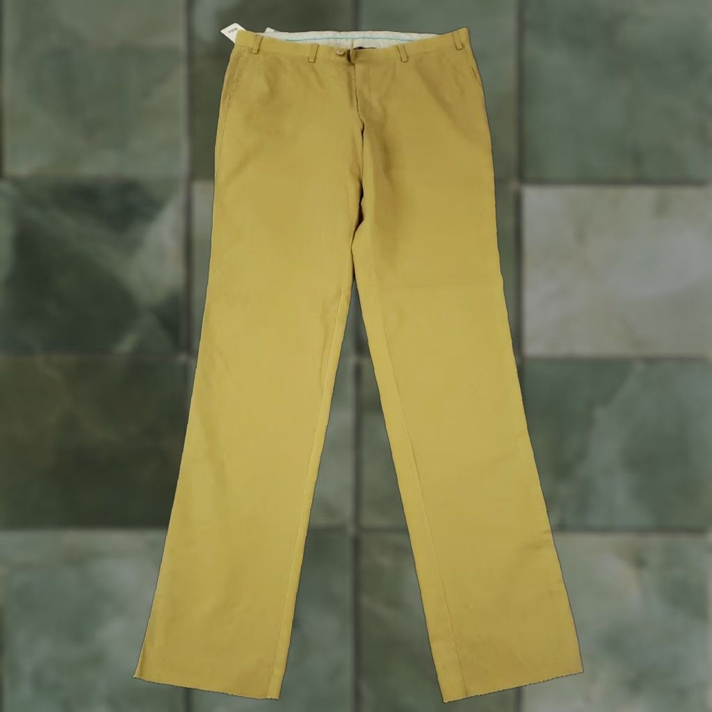Vintage Hiltl Chino Pants Men 37 Brown Straight Flat Front Stretch Casual Size US 37 - 1 Thumbnail
