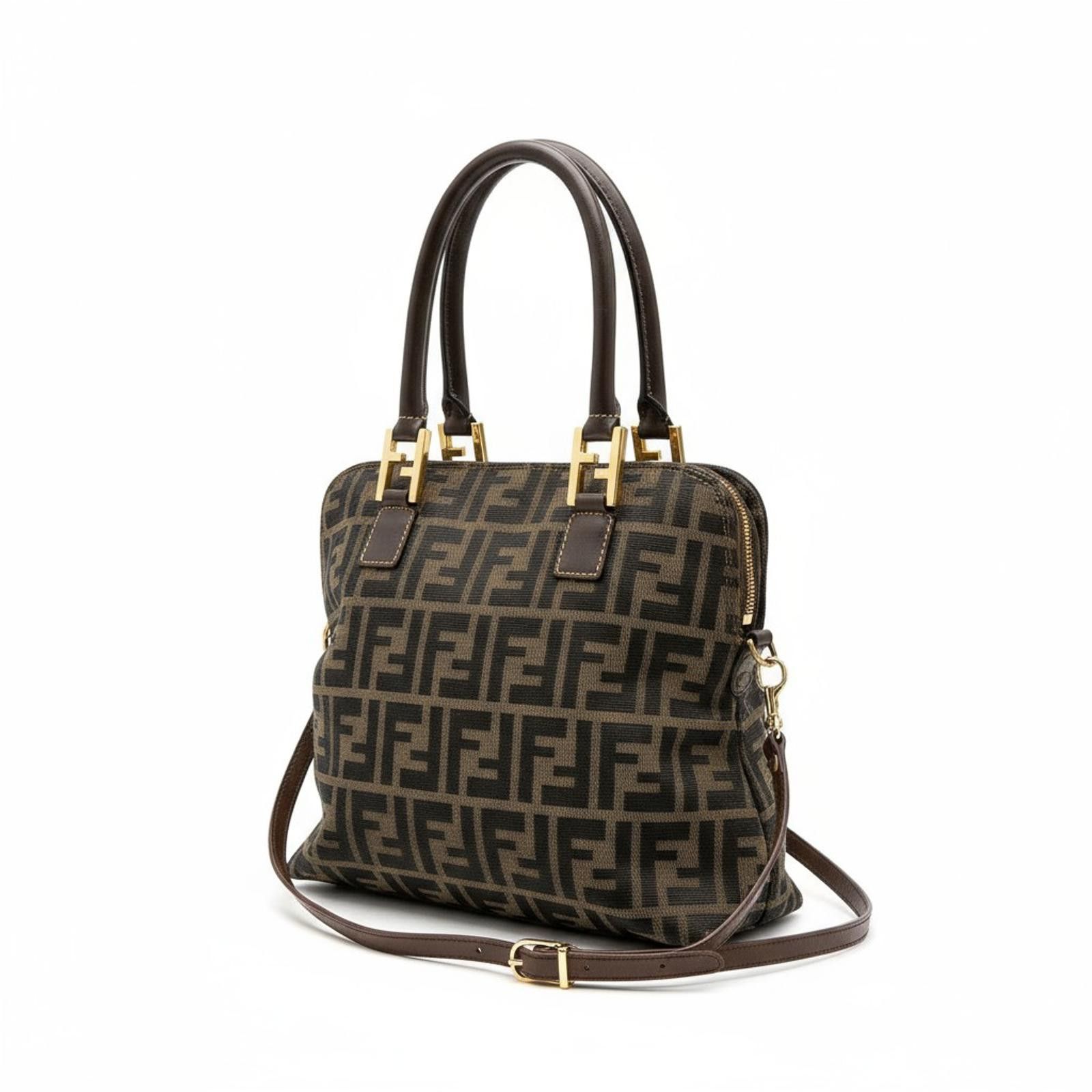 Fendi Fendi - Monogram Canvas Handbag Leather Handles Size ONE SIZE - 1 Thumbnail