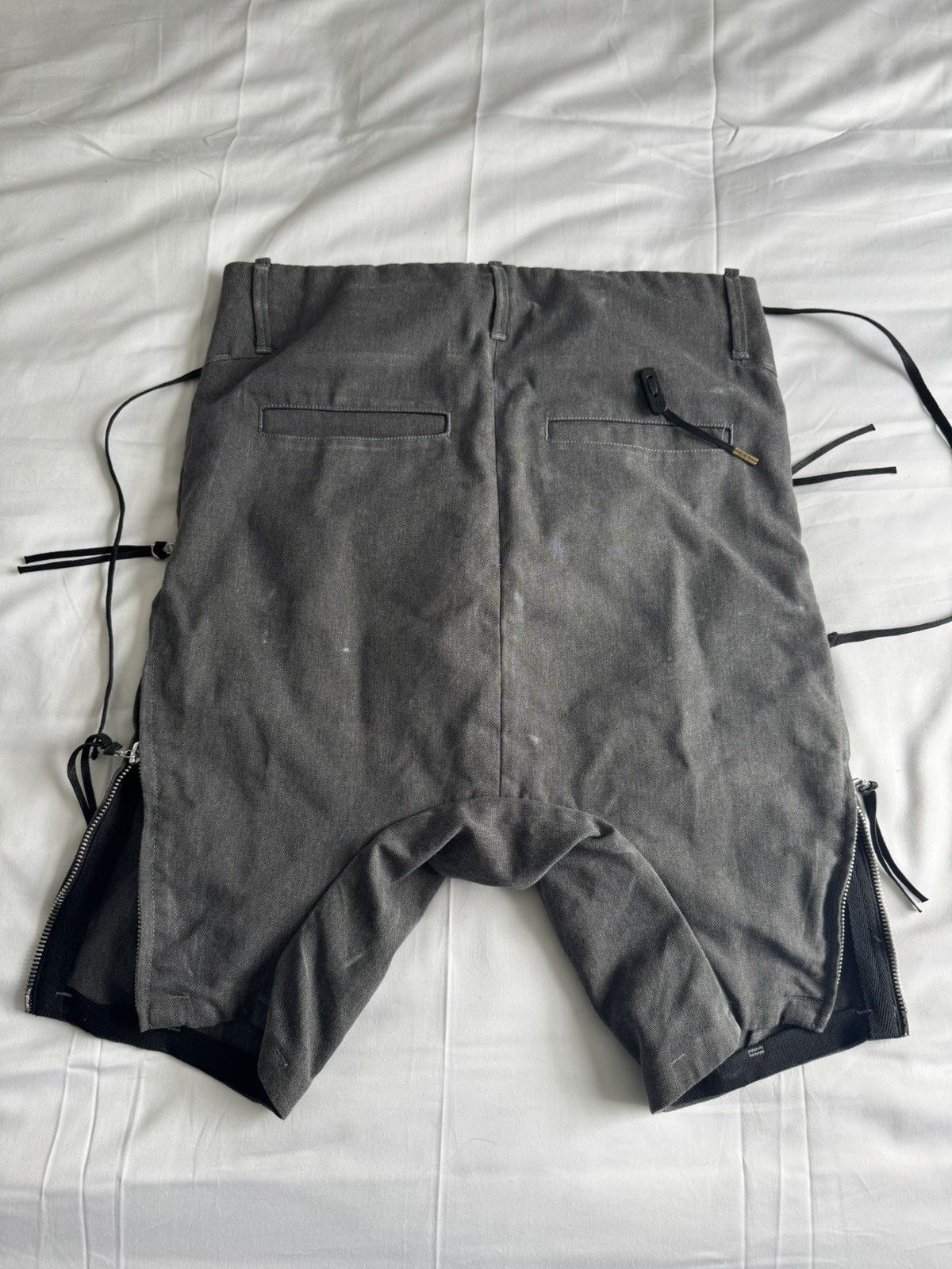 Boris Bidjan Saberi Light Grey Denim zipper shorts Size US 30 / EU 46 - 2 Thumbnail