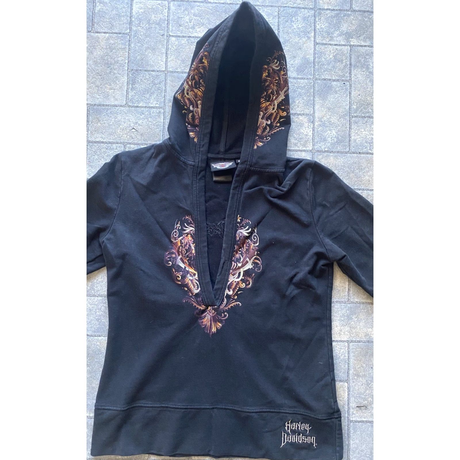 Harley Davidson Harley-Davidson Women’s Hoodie Sweatshirt M Black Skull Pullover Hoodie Sweatshirt Women’s M Black Skull Motorcycle Logo Biker Size M / US 6-8 / IT 42-44 - 2 Thumbnail