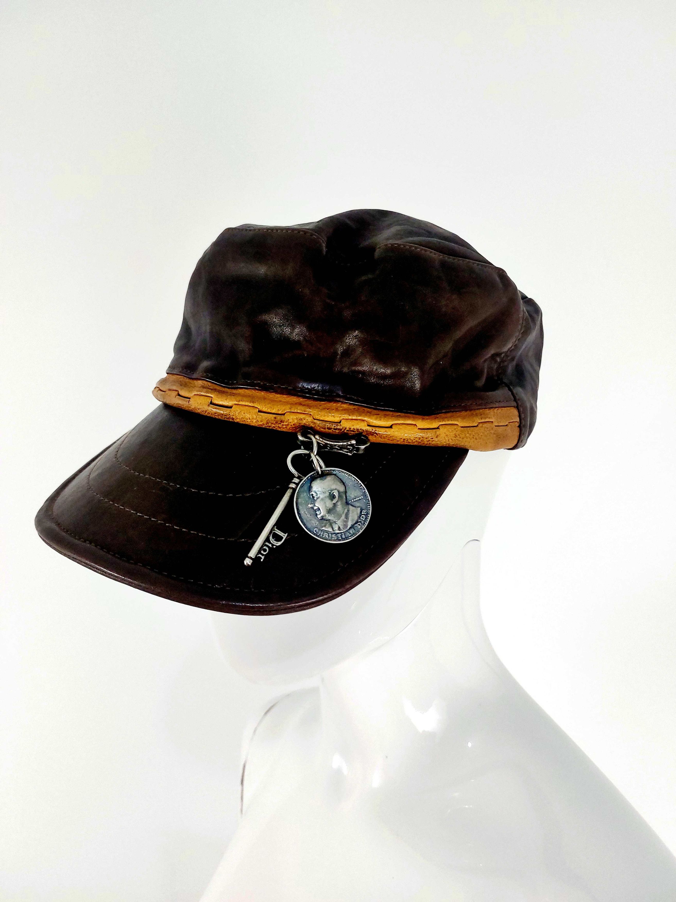 Dior Christian Dior Charm Coin Galliano Calfskin Newsboy Cap Hat Size ONE SIZE - 2 Thumbnail