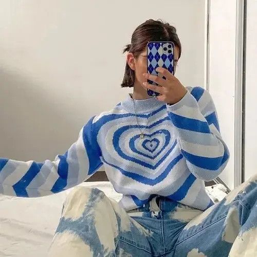 Japanese Brand Y2K Sweater Turtleneck Aesthetics Heart Printed Casual Size M / US 6-8 / IT 42-44 - 6 Thumbnail