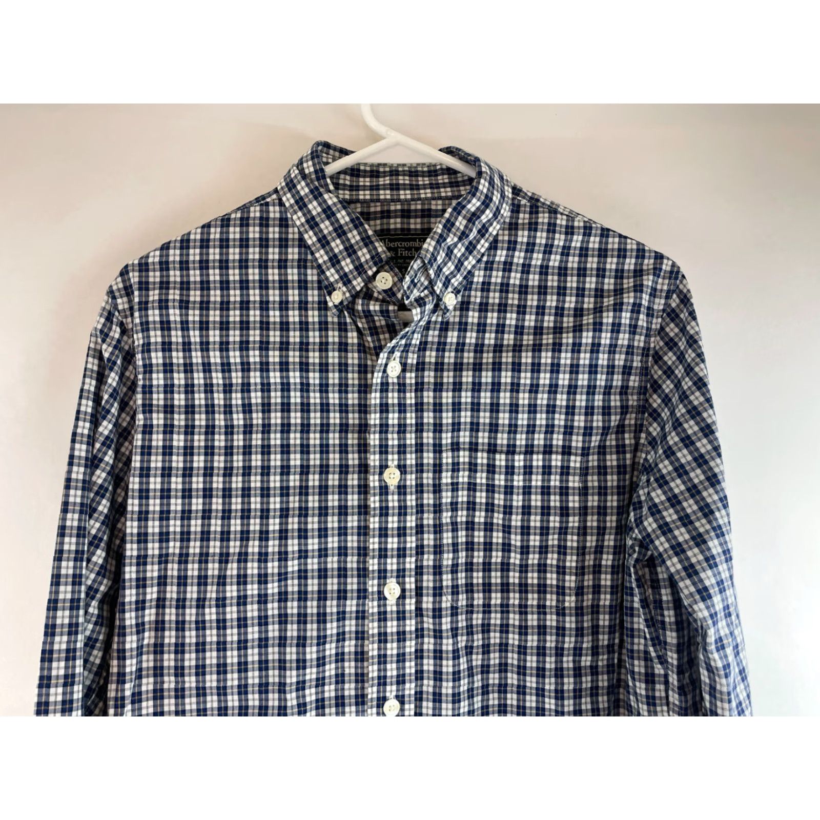 Abercrombie & Fitch Abercrombie & Fitch Shirt Men M Blue White Yellow Plaid Button-Down Tailored Collar Modern Vintage: N/A Size US M / EU 48-50 / 2 - 3 Thumbnail