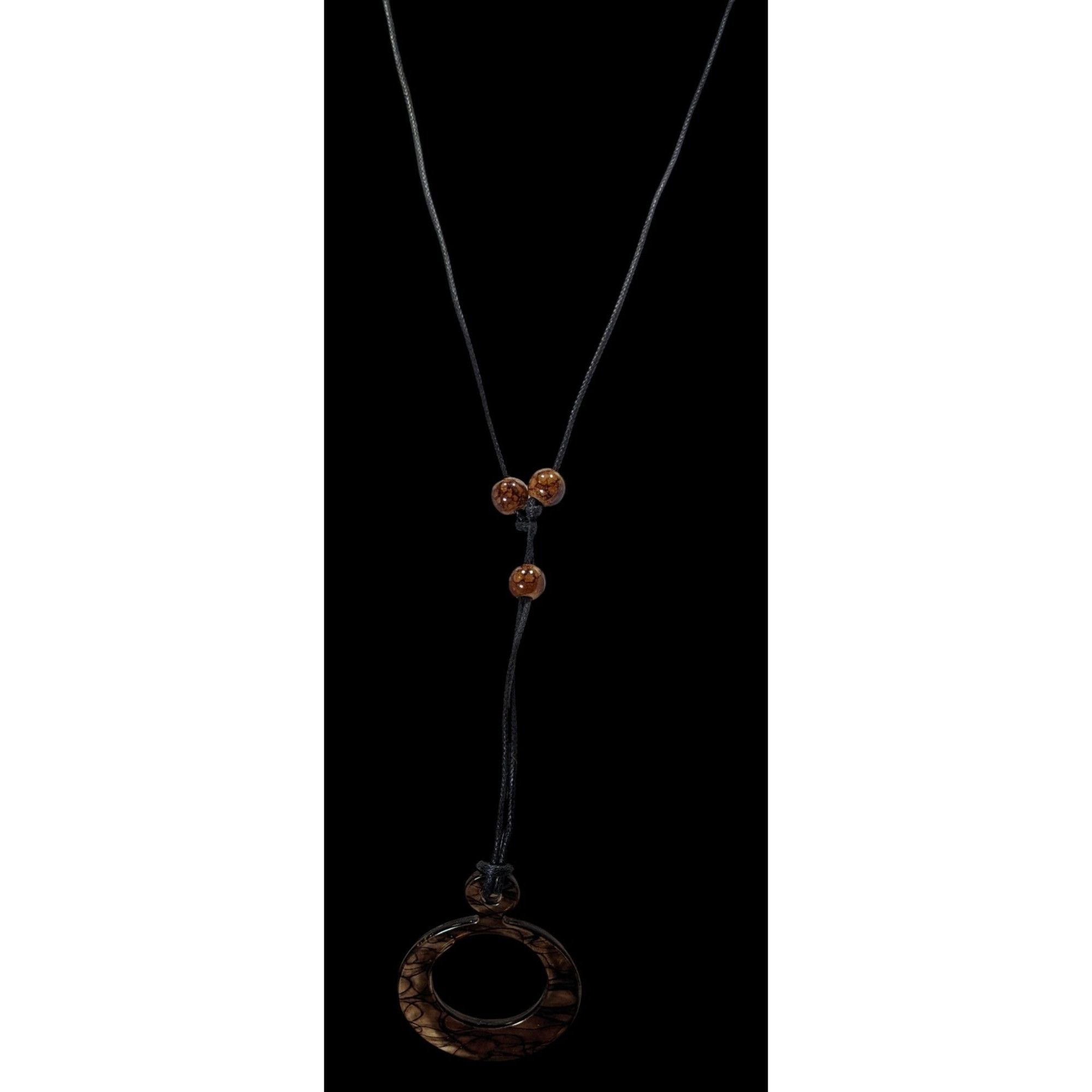 Other Brown Resin Pendant Necklace With Adjustable Black Cord & Be Size ONE SIZE - 2 Thumbnail