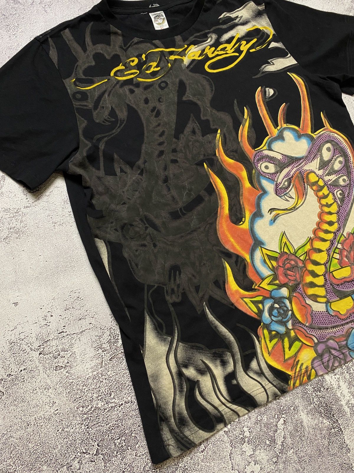 Christian Audigier Ed Hardy Christian Audigier Y2K Overprinted Snake T Shirt Size US XL / EU 56 / 4 - 4 Thumbnail
