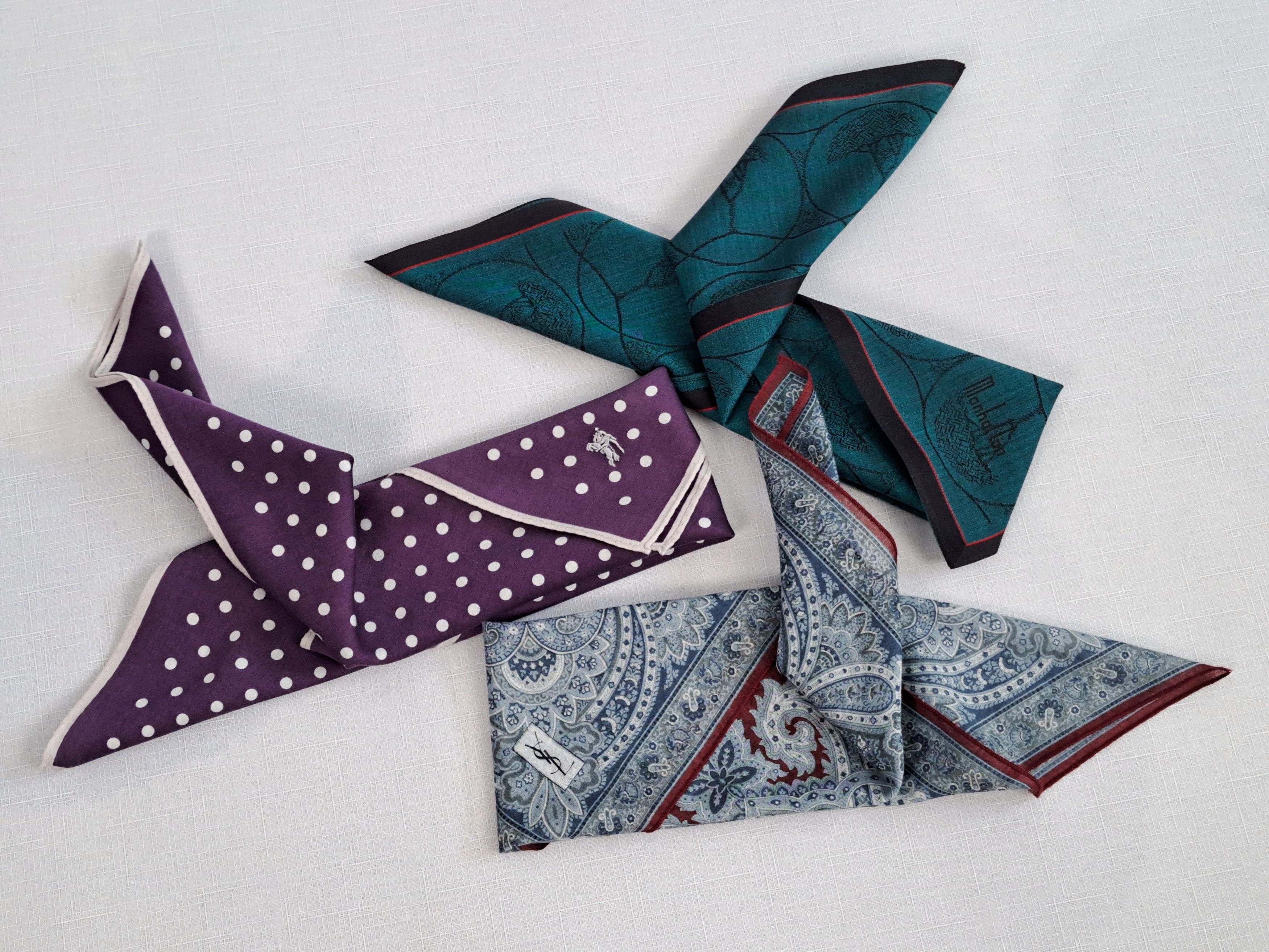 Yves Saint Laurent YSL Burberry Manhattan cotton handkerchief/pocket square. Size ONE SIZE - 13 Thumbnail
