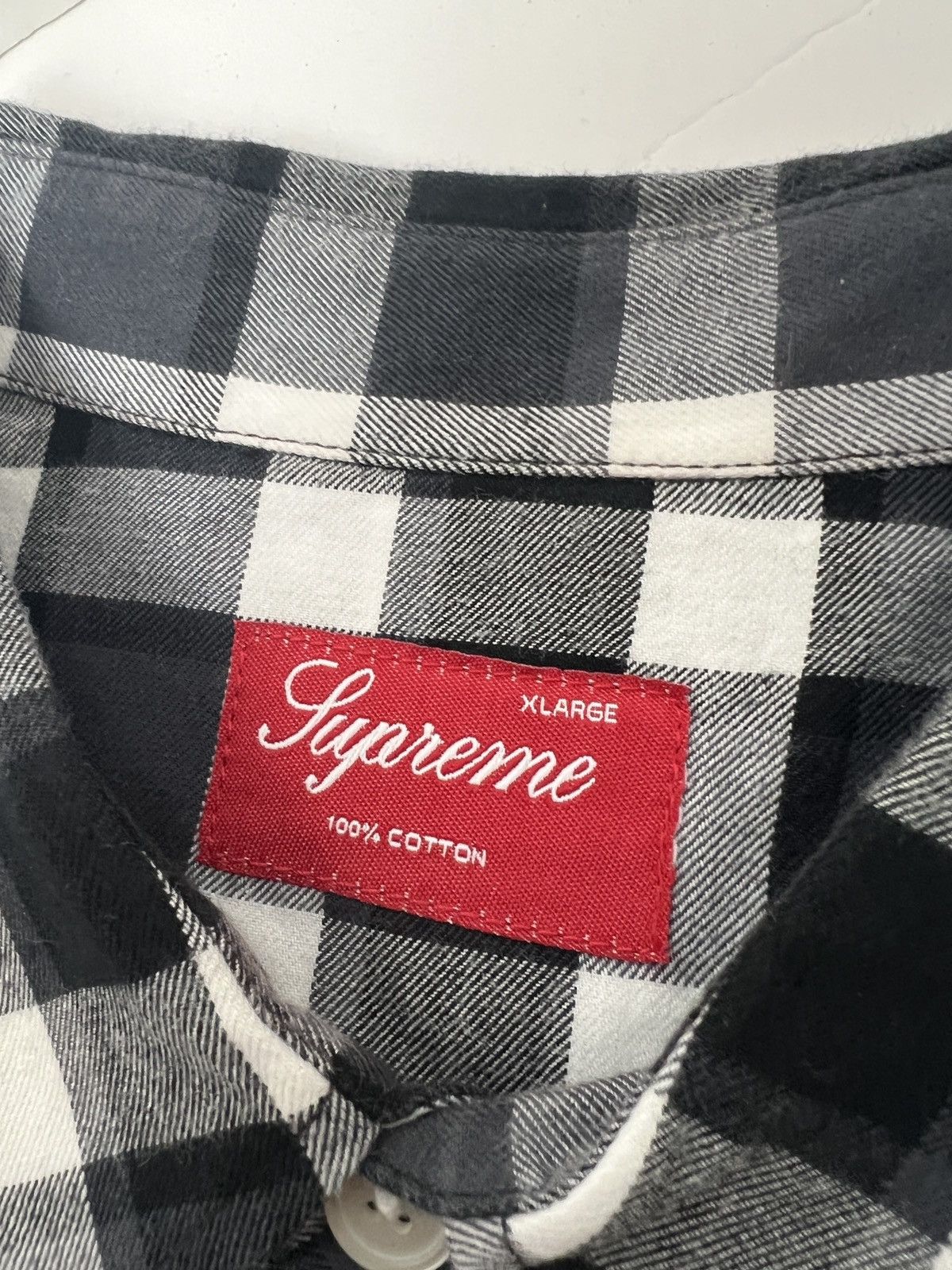 Supreme Black White Checkered Plaid Shirt Size US XL / EU 56 / 4 - 3 Thumbnail