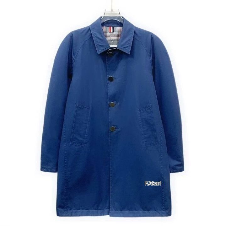 Thom Browne Thom Browne Blue Check Cotton Trench Coat Size US S / EU 44-46 / 1 - 1 Thumbnail