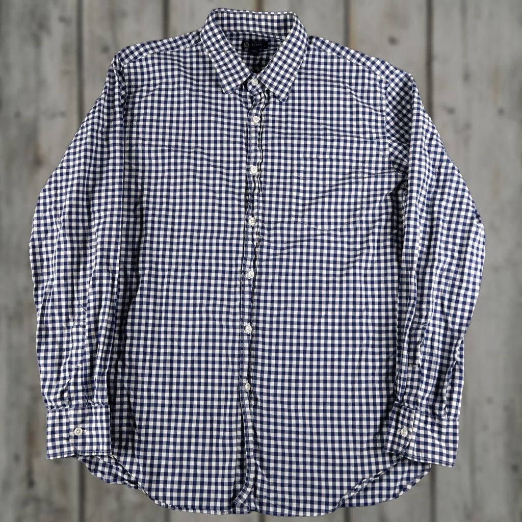 J.Crew J. Crew Men Button-Up Shirt Long Sleeve 2-PLY 100% Cotton Size L Blue White Size US L / EU 52-54 / 3 - 1 Thumbnail