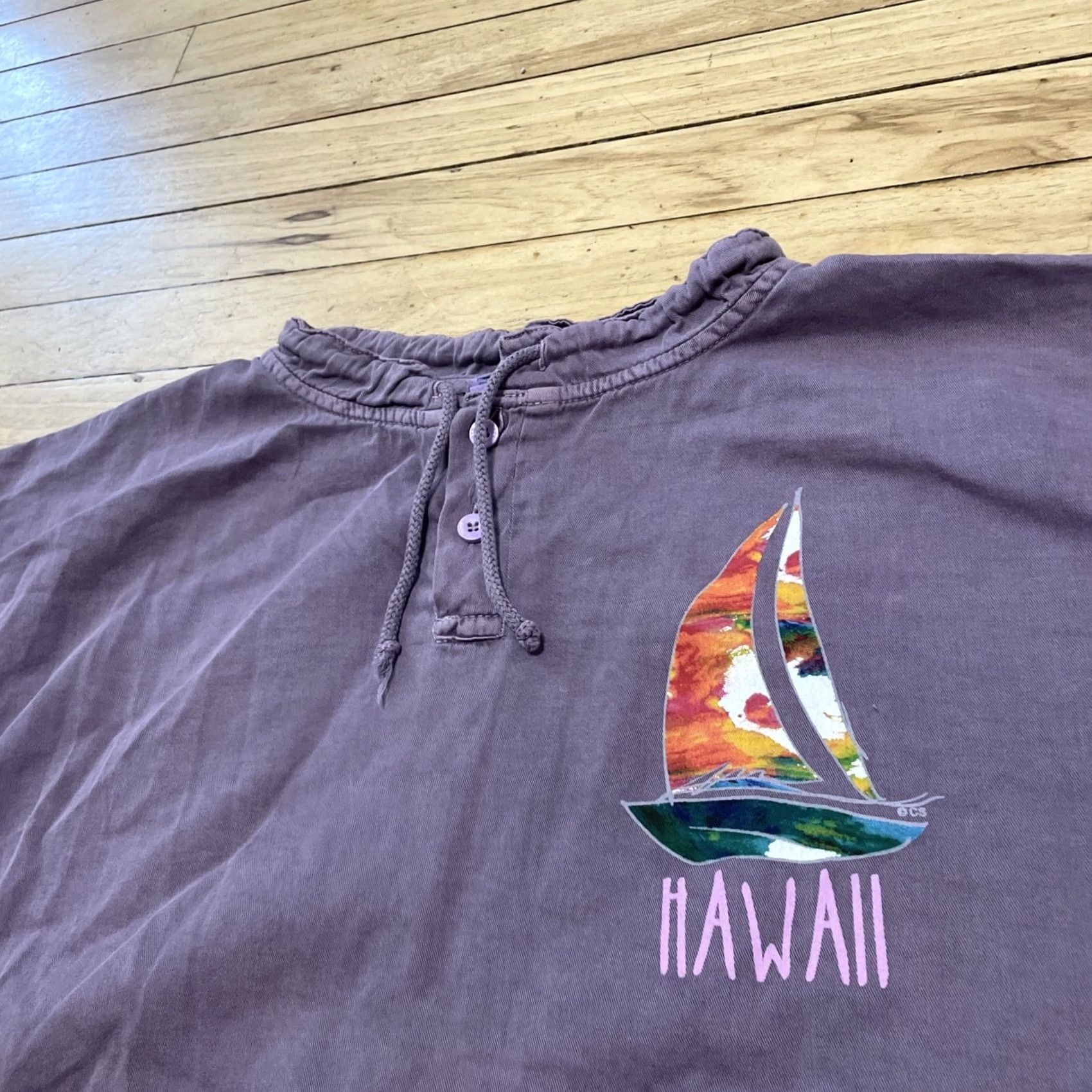Vintage Crazy Shirts Hawaii Henley Sweater Men L Purple Lilac Rainbow Logo USA Stretch Shirt Size US L / EU 52-54 / 3 - 4 Thumbnail