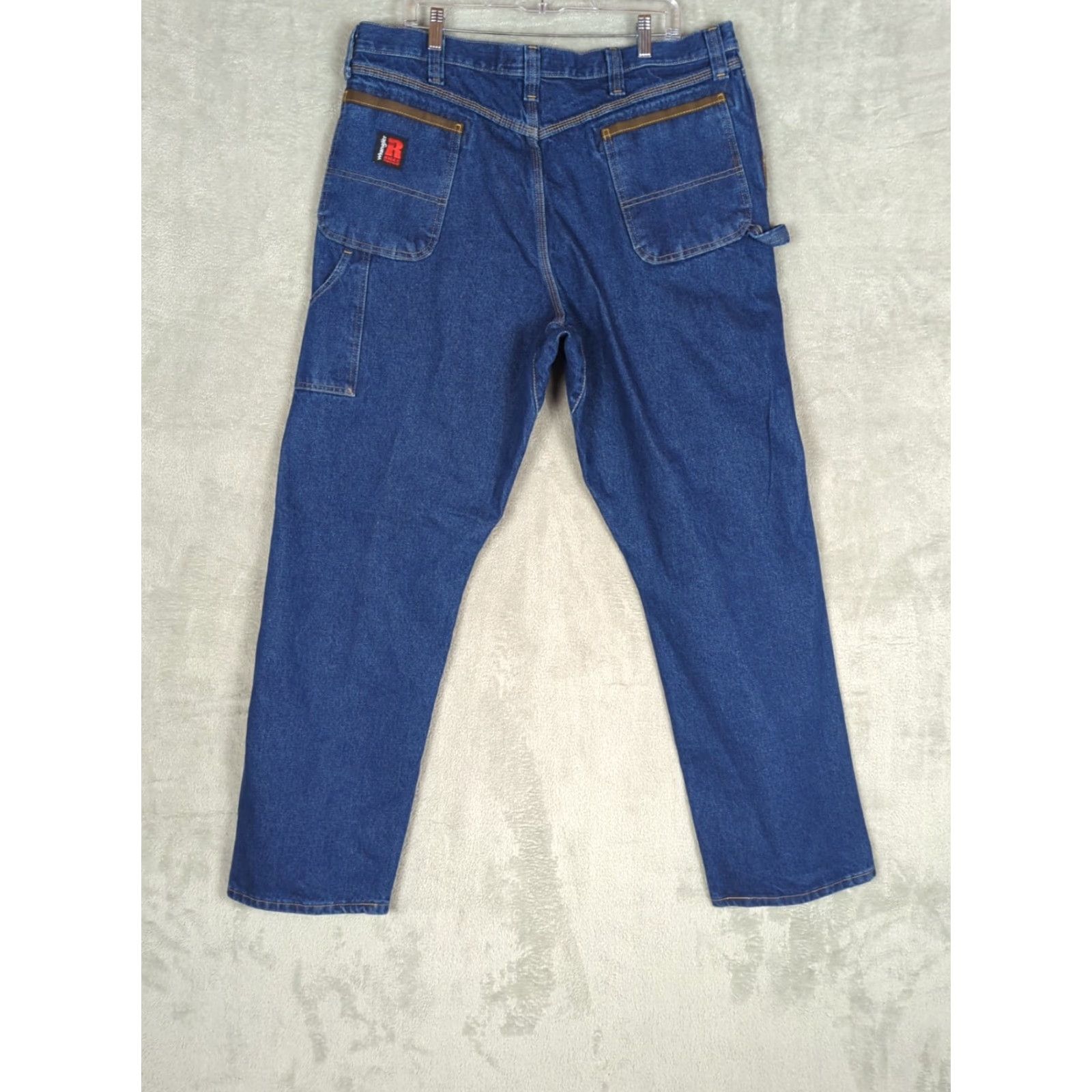 Wrangler Wrangler Riggs Workwear Jeans Men 40 x 34 Denim Blue Relaxed Fit 5-Pocket Zipper Fly Workwear Solid Dark Wash Mens Size US 40 / EU 56 - 5 Thumbnail