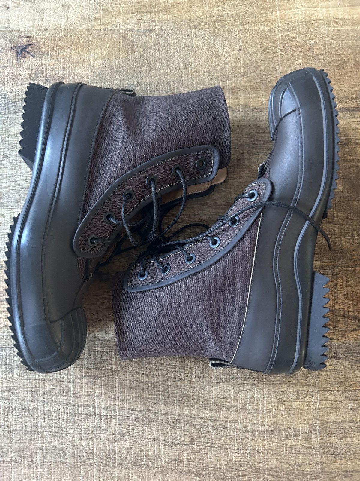 Maison Margiela Maison Margiela leather trimmed boot high top designer brown Size US 9 / EU 42 - 2 Thumbnail