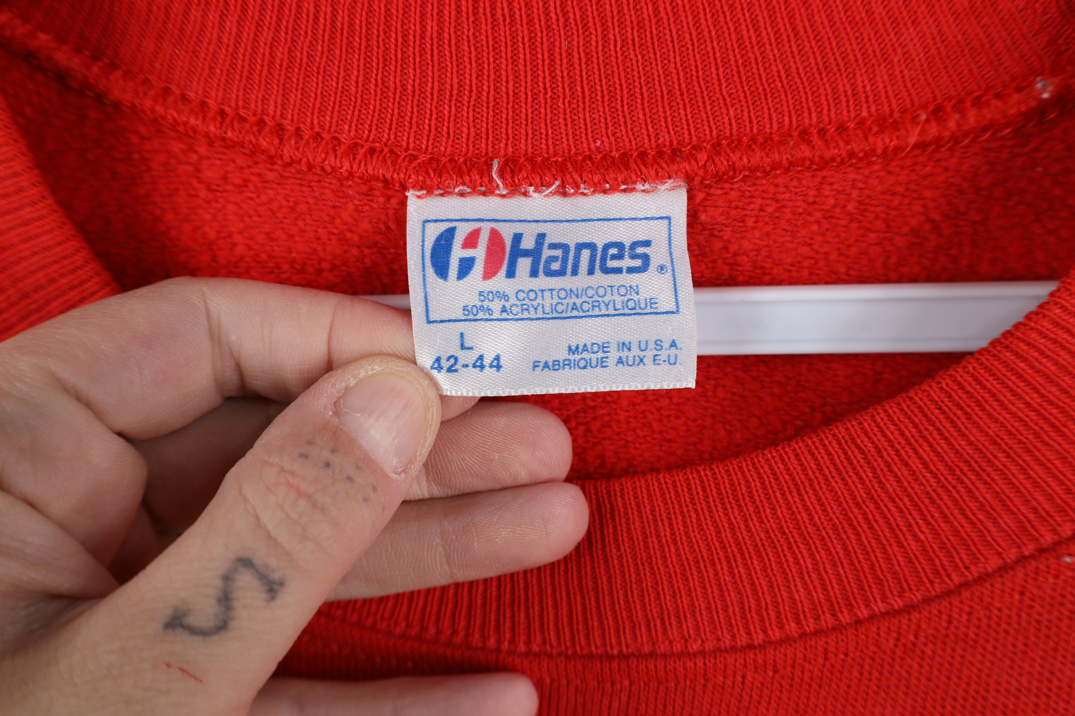 Hanes Vintage 80s Hanes Faded Blank Crewneck Sweatshirt Red USA Size L / US 10 / IT 46 - 5 Thumbnail