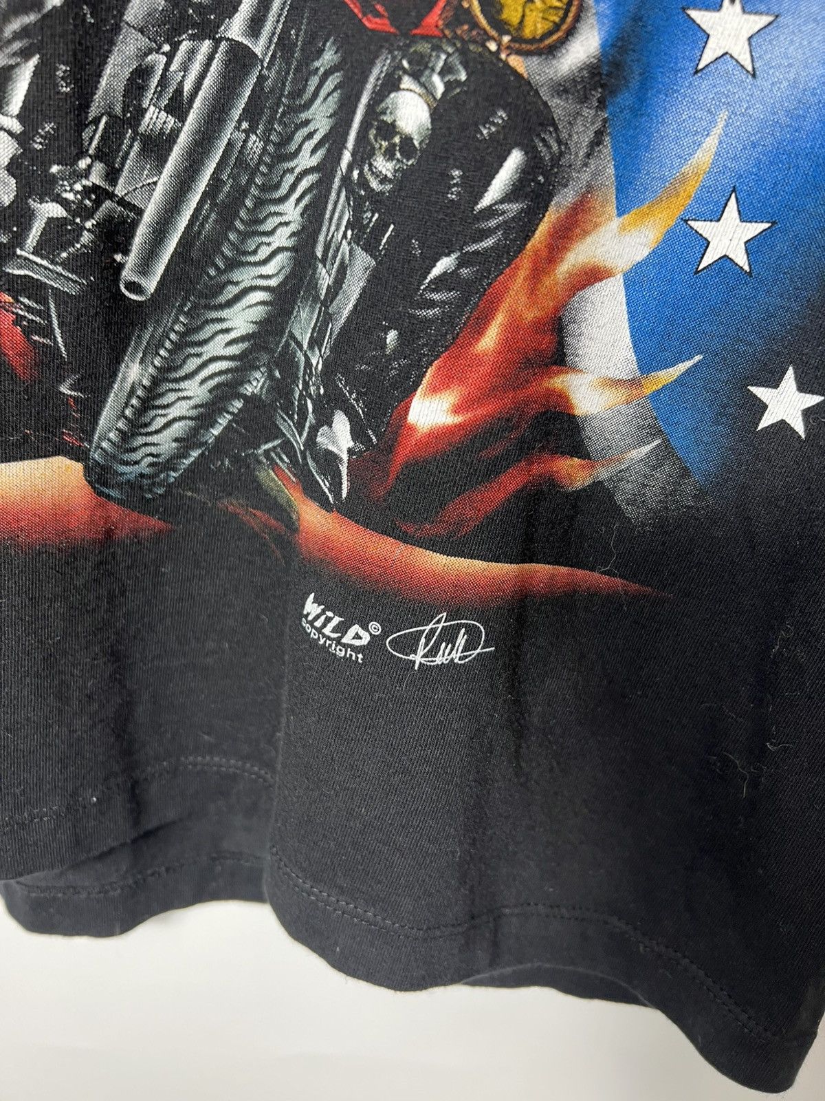Vintage Vintage streetwear Wild Y2K Harley Style AOP Skull Biker Tee Size US M / EU 48-50 / 2 - 3 Thumbnail