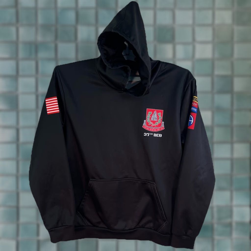 Vintage USA Special Ops 37Th BEB Engineering Hooded Sweatshirt Men’s Size L Black Poly Size US L / EU 52-54 / 3 - 1 Thumbnail