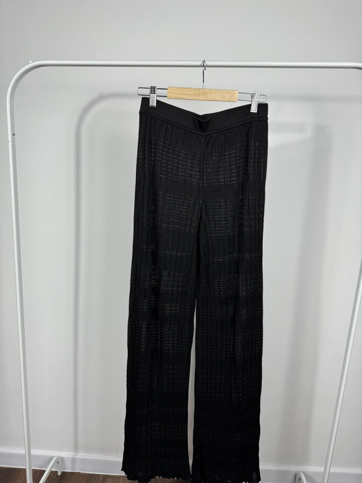 Other Falconeri Black Pleated Wide Leg Pants Shiny Knit Trousers S Size 28" / US 6 / IT 42 - 2 Thumbnail