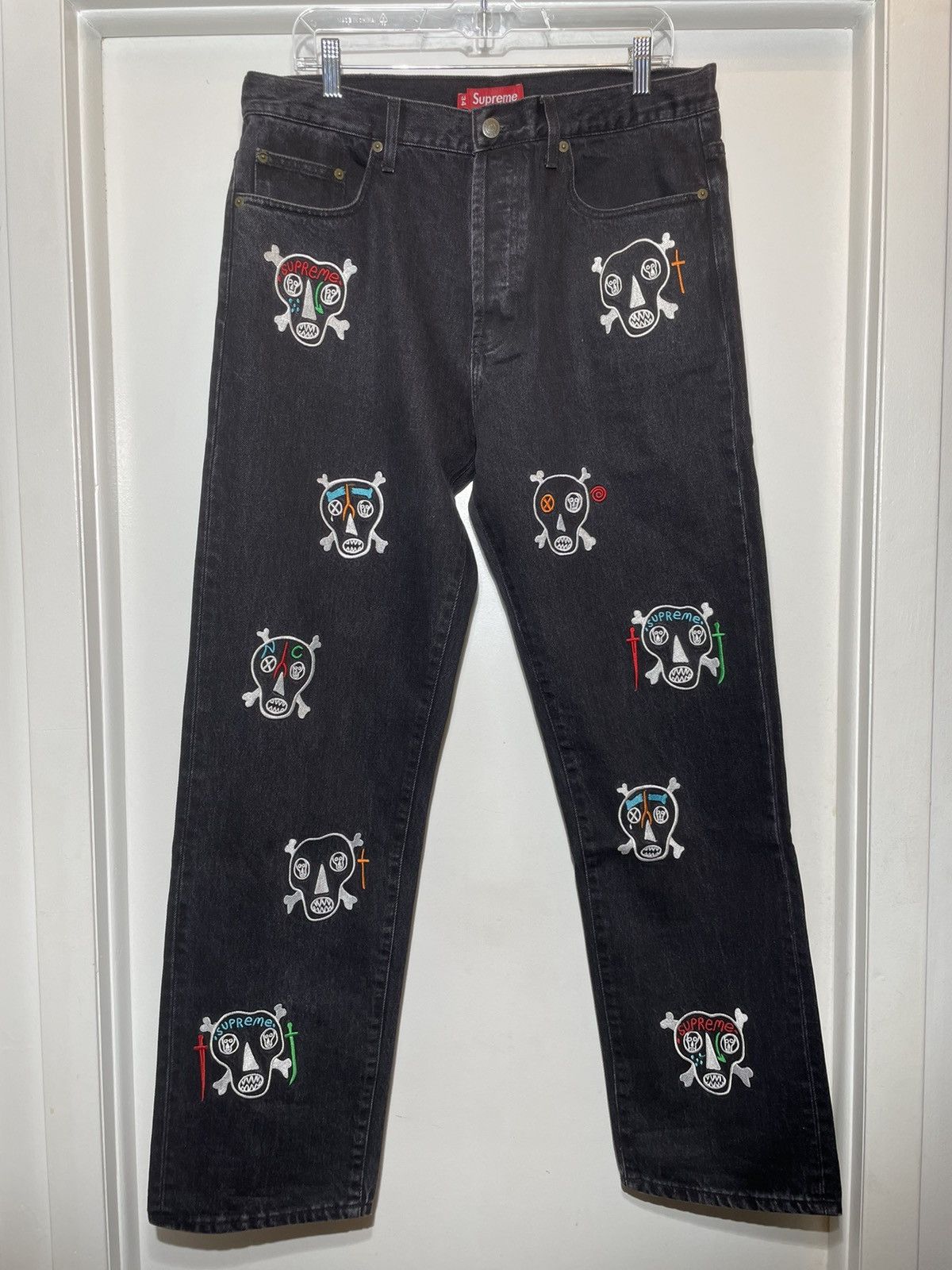 Supreme Supreme Clayton Patterson Skulls Embroidered Jean SS 21